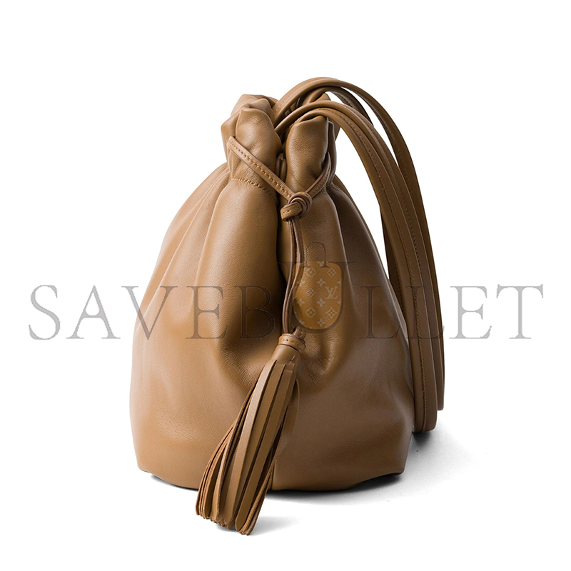 Pra*a black nappa leather shoulder bag 1bg541 (25*24*11cm)